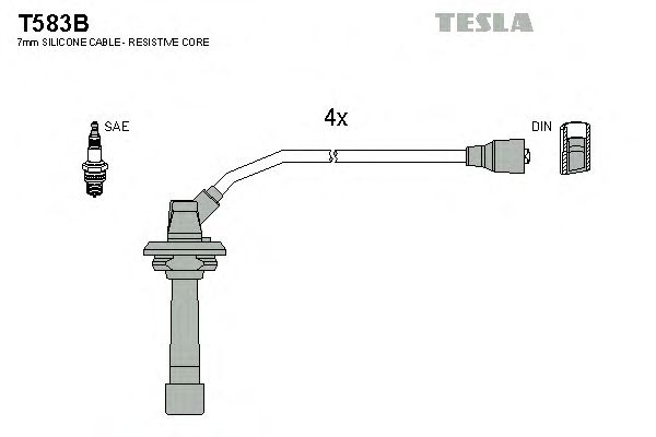 Комплект высоковольтных проводов TESLA T583B
