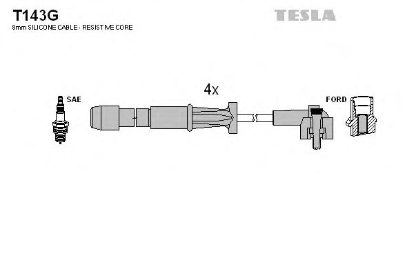 Комплект высоковольтных проводов TESLA T143G