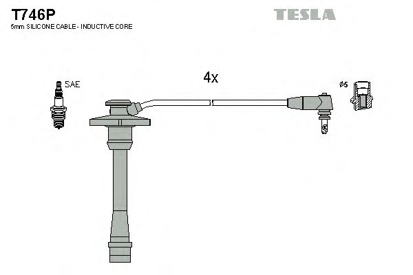 Комплект високовольтних проводів TESLA T746P