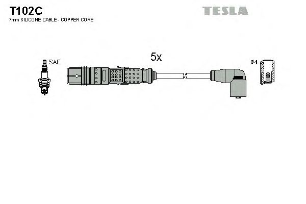 Комплект высоковольтных проводов TESLA T102C