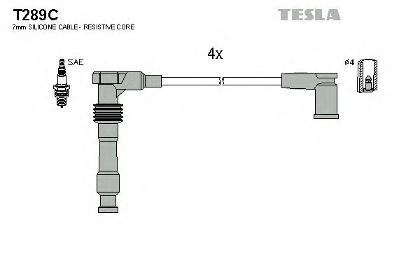 Комплект высоковольтных проводов TESLA T289C