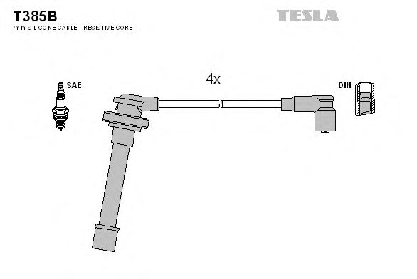 Комплект високовольтних проводів TESLA T385B