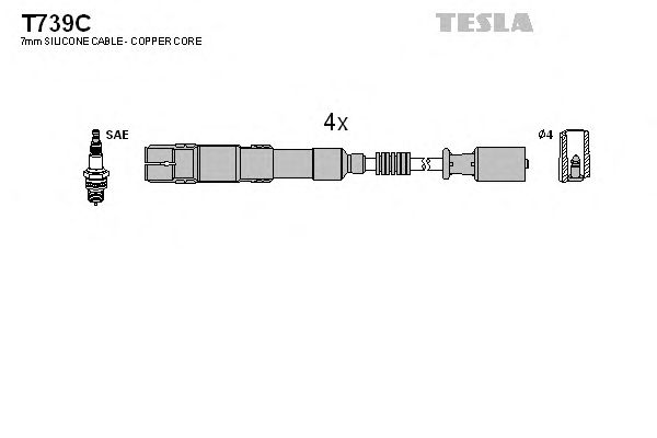 Комплект високовольтних проводів TESLA T739C