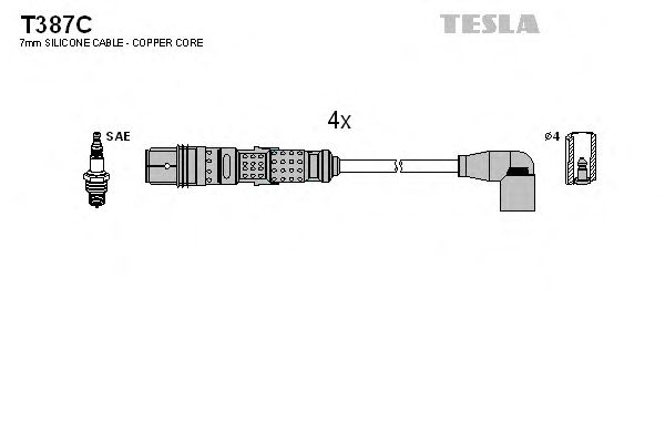 Комплект високовольтних проводів TESLA T387C