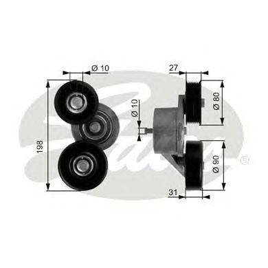 Натяжной ролик поликлинового ремня GATES T38167