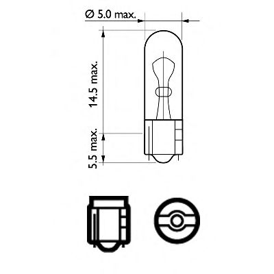 Лампа накаливания PHILIPS 12516B2 (внутреннее освещение, освещение щитка приборов, дополнительный фонарь сигнала торможения, освещение ящика для перчаток)