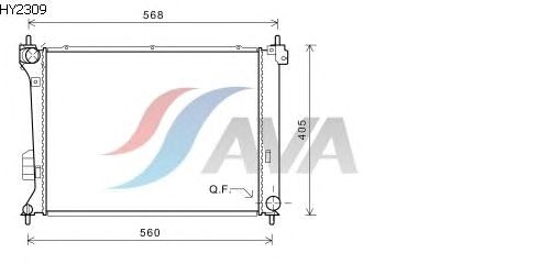 Радіатор, охолодження двигуна AVA QUALITY COOLING HY2309