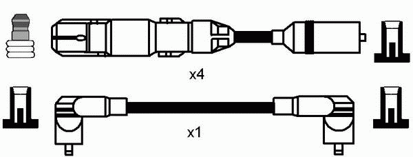 Комплект высоковольтных проводов NGK RCVW912