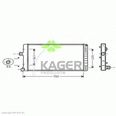 Радиатор, охлаждение двигателя KAGER 31-0427