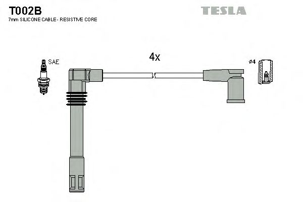 Комплект высоковольтных проводов TESLA T002B