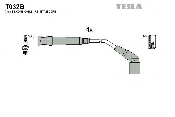Комплект высоковольтных проводов TESLA T032B