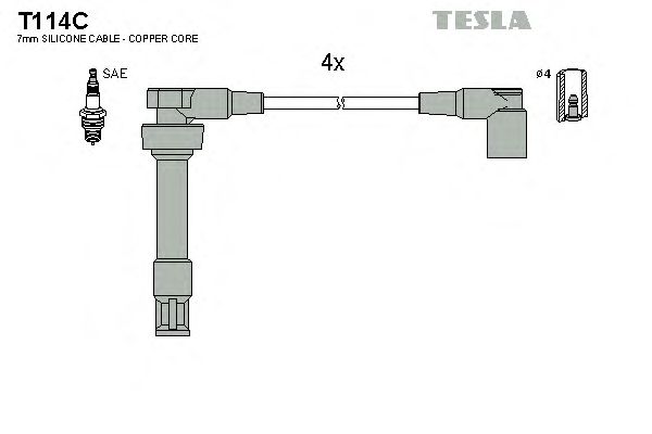 Комплект високовольтних проводів TESLA T114C