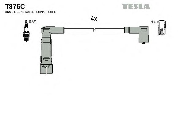 Комплект высоковольтных проводов TESLA T876C