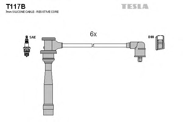 Комплект високовольтних проводів TESLA T117B