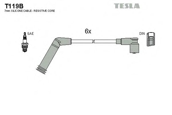 Комплект высоковольтных проводов TESLA T119B