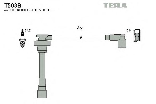 Комплект высоковольтных проводов TESLA T503B