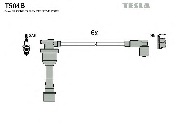 Комплект высоковольтных проводов TESLA T504B
