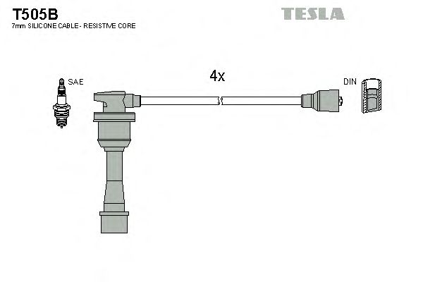 Комплект высоковольтных проводов TESLA T505B