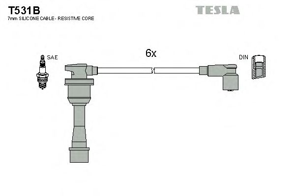 Комплект высоковольтных проводов TESLA T531B