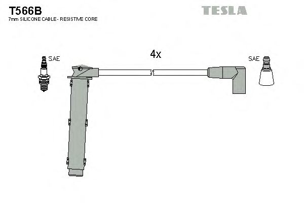 Комплект высоковольтных проводов TESLA T566B