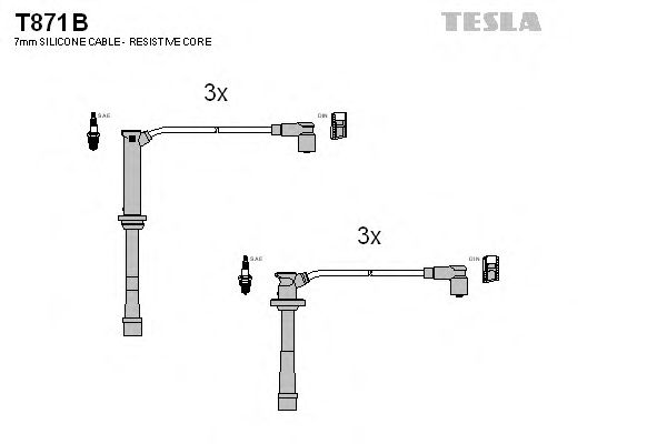 Комплект высоковольтных проводов TESLA T871B