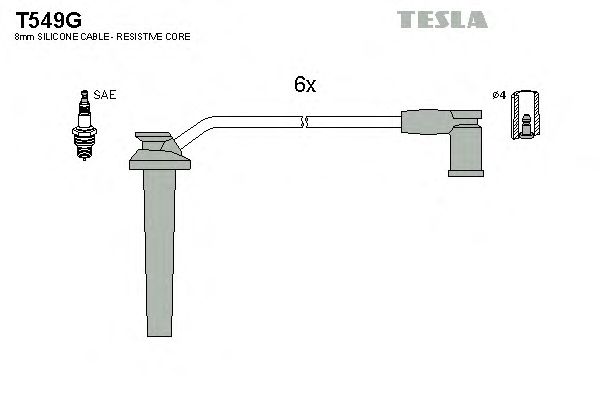Комплект високовольтних проводів TESLA T549G