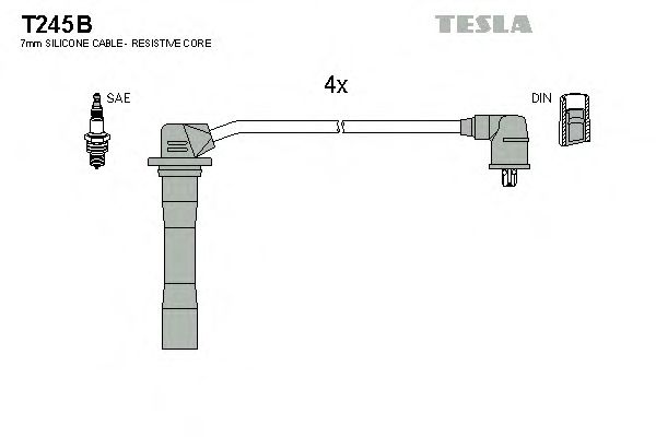 Комплект высоковольтных проводов TESLA T245B