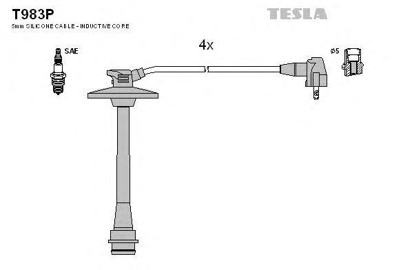 Комплект высоковольтных проводов TESLA T983P