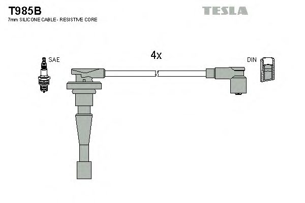 Комплект высоковольтных проводов TESLA T985B