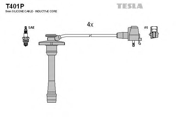 Комплект высоковольтных проводов TESLA T401P