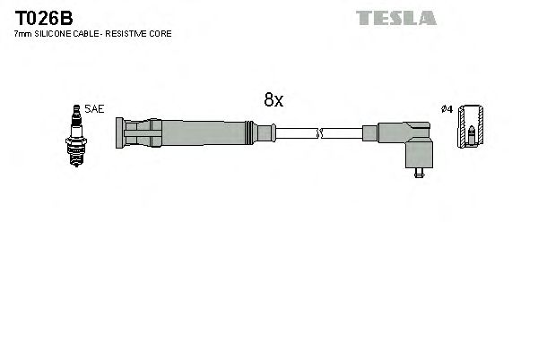 Комплект высоковольтных проводов TESLA T026B
