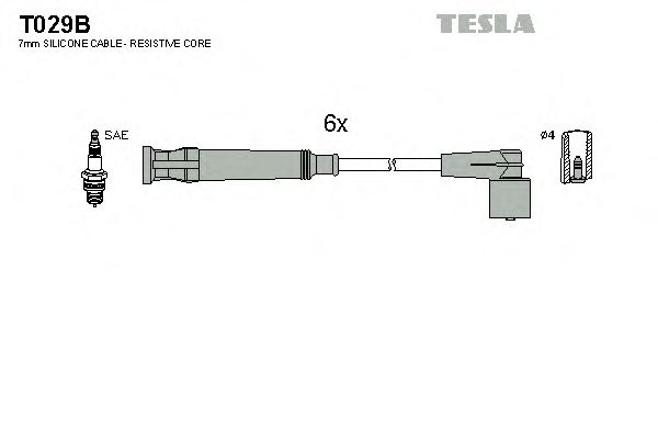 Комплект высоковольтных проводов TESLA T029B