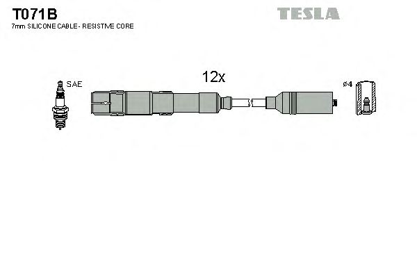 Комплект высоковольтных проводов TESLA T071B