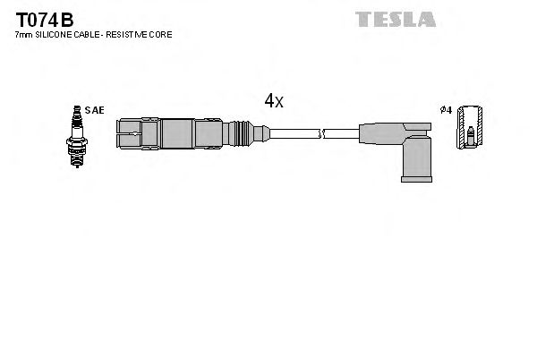 Комплект высоковольтных проводов TESLA T074B