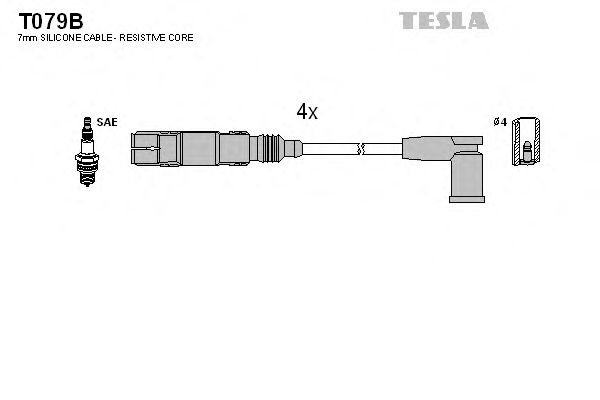 Комплект высоковольтных проводов TESLA T079B