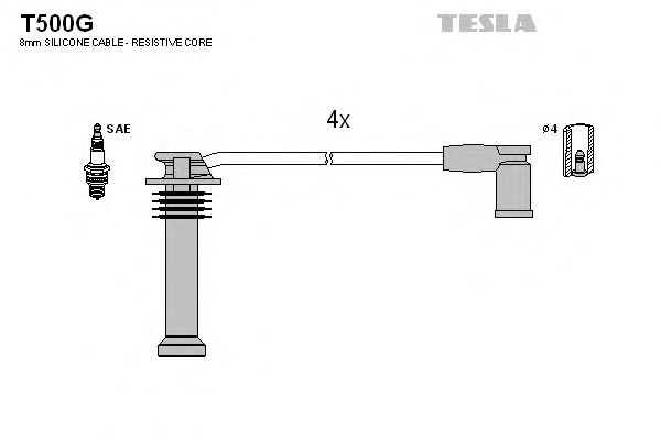 Комплект високовольтних проводів TESLA T500G
