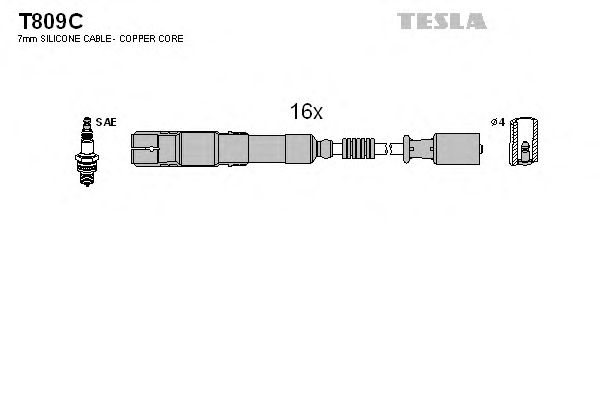 Комплект высоковольтных проводов TESLA T809C