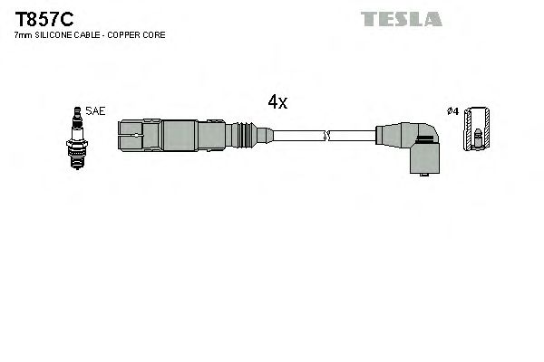 Комплект високовольтних проводів TESLA T857C