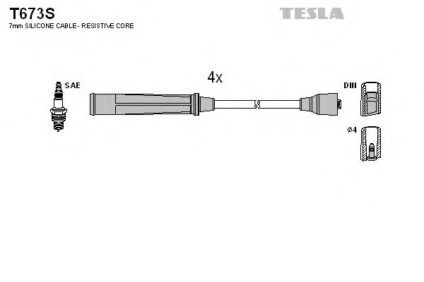Комплект высоковольтных проводов TESLA T673S