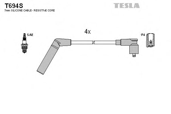 Комплект высоковольтных проводов TESLA T694S
