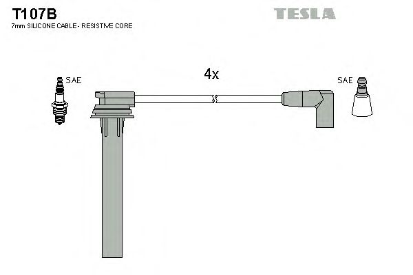 Комплект высоковольтных проводов TESLA T107B