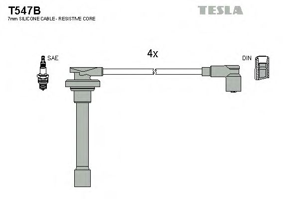 Комплект высоковольтных проводов TESLA T547B
