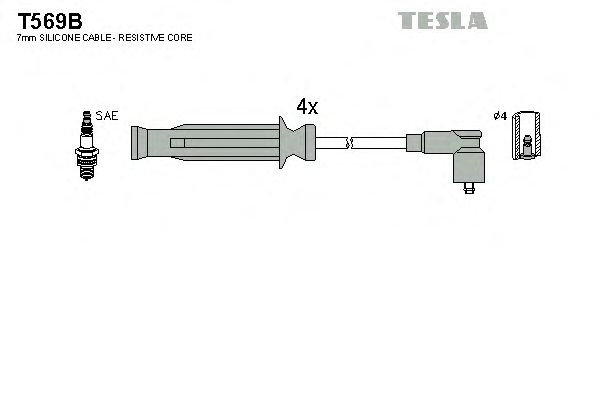 Комплект высоковольтных проводов TESLA T569B