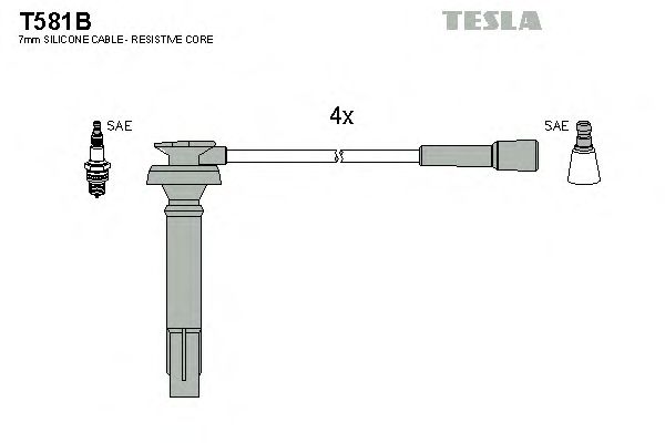 Комплект высоковольтных проводов TESLA T581B