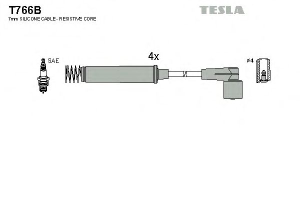 Комплект високовольтних проводів TESLA T766B