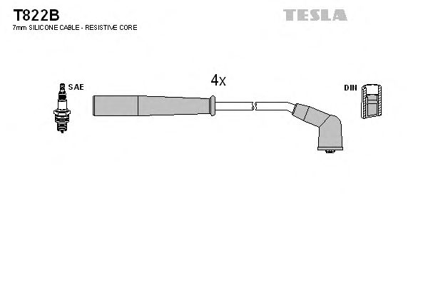 Комплект високовольтних проводів TESLA T822B