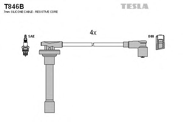 Комплект высоковольтных проводов TESLA T846B