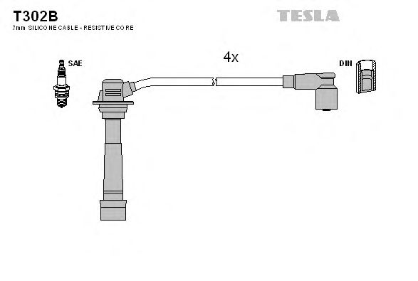 Комплект високовольтних проводів TESLA T302B