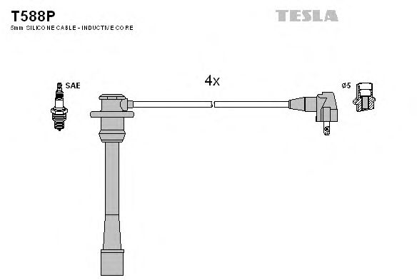 Комплект высоковольтных проводов TESLA T588P