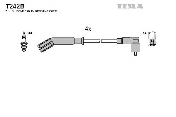 Комплект высоковольтных проводов TESLA T242B